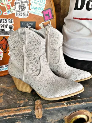 Silver Rhinestone Booties