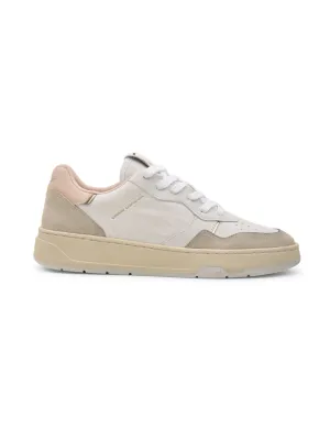 Sneakers basse colore bianco  e beige donna con lacci