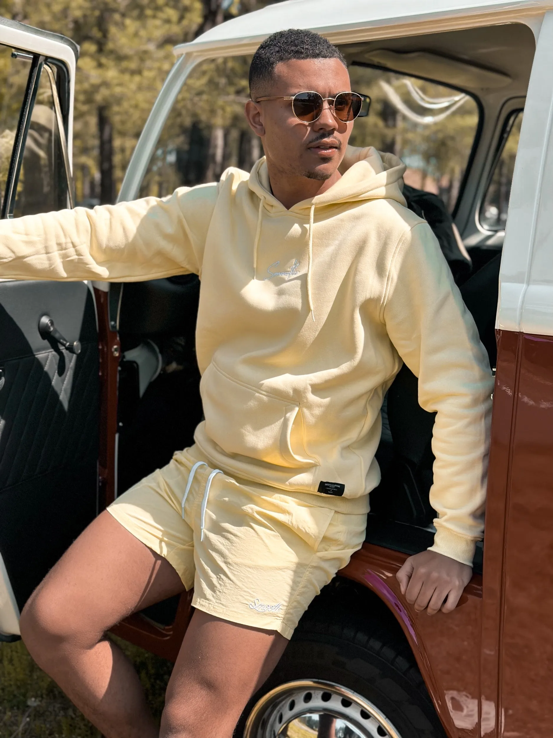 Soft Yellow Hoodie / Signature White Men