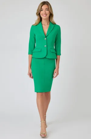 Tailored Blazer with Gold Buttons and Cropped Sleeves