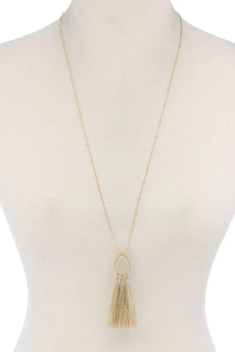 Teardrop Shape Tassel Pendant Necklace