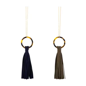 Tortoise Circle Tassel Necklace