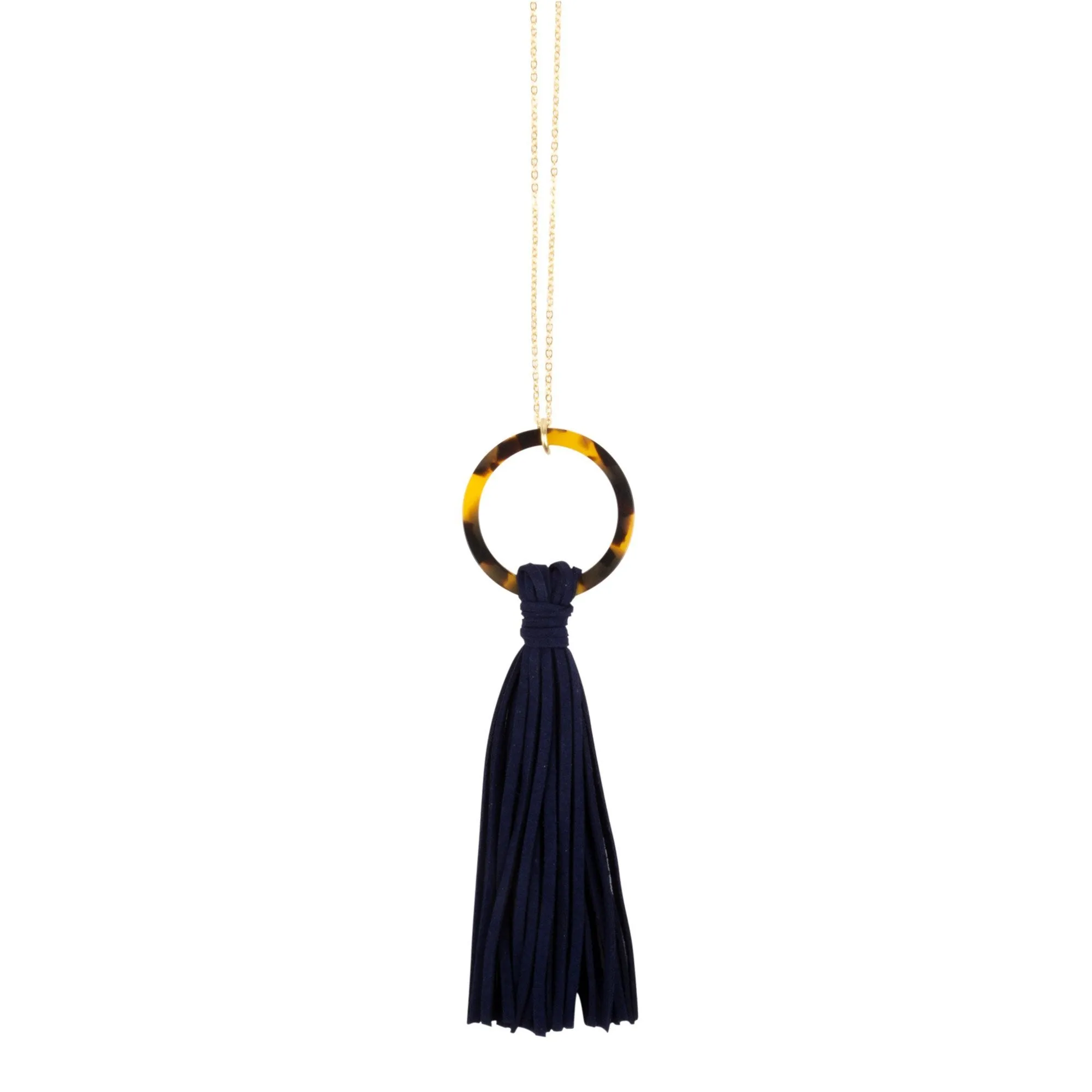 Tortoise Circle Tassel Necklace