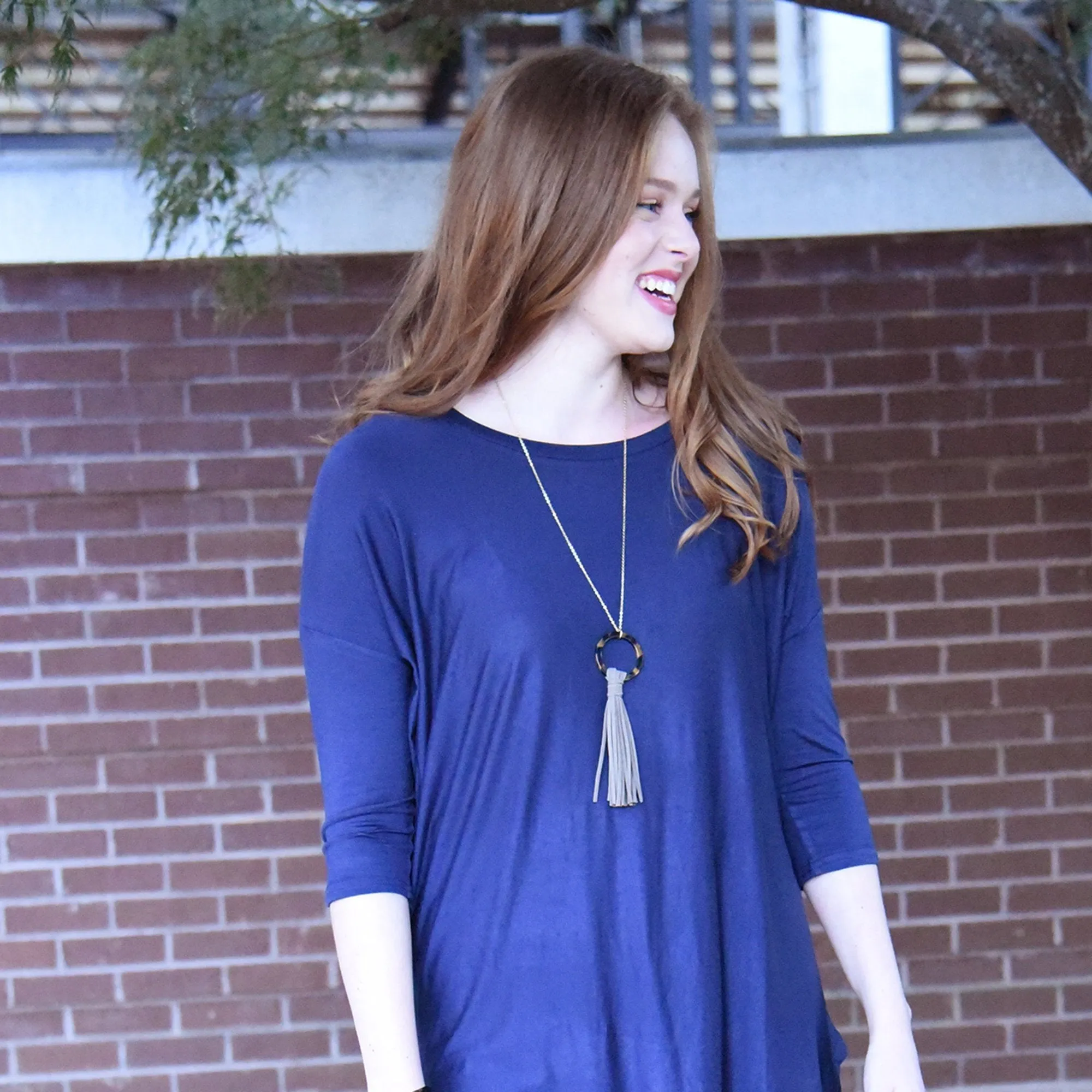 Tortoise Circle Tassel Necklace