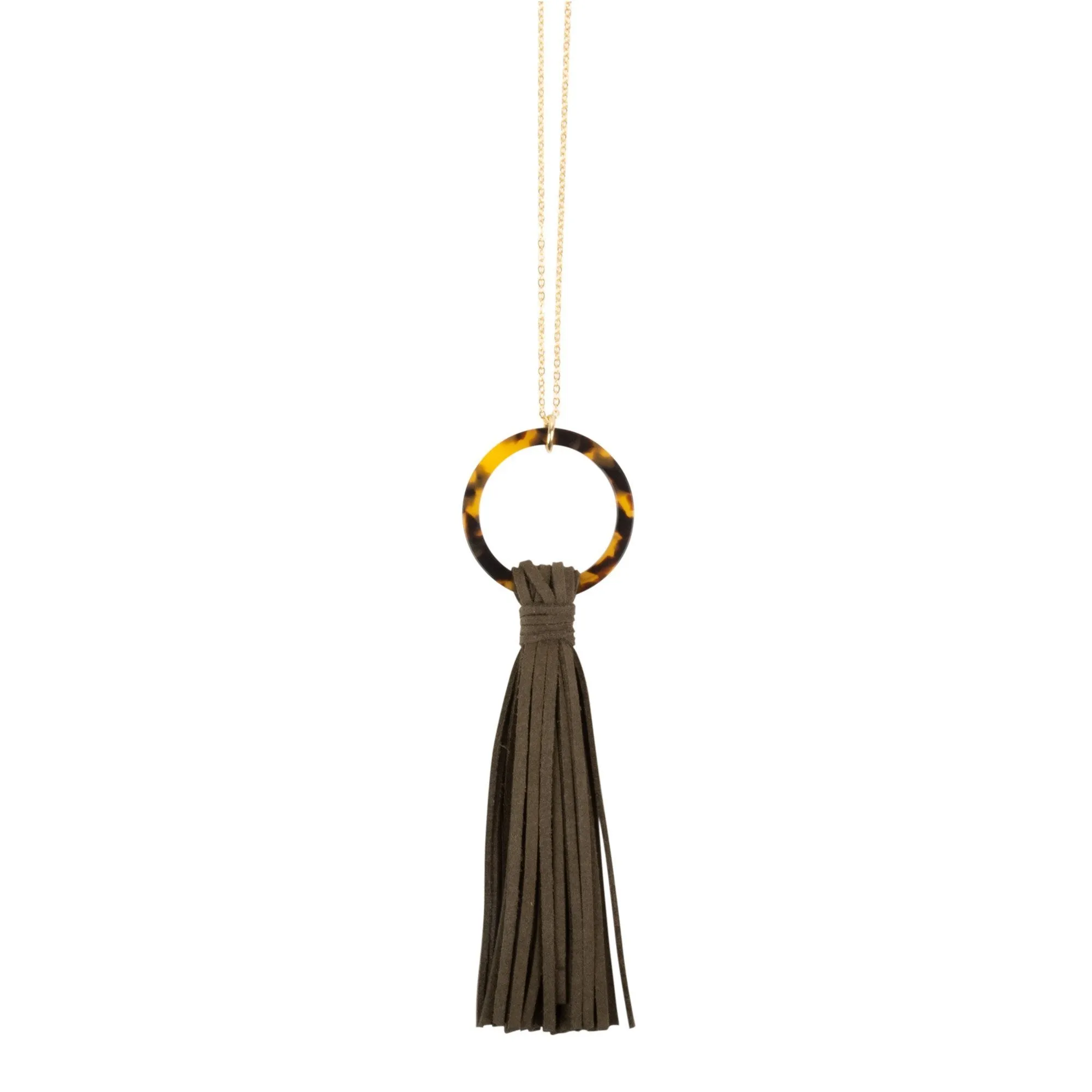 Tortoise Circle Tassel Necklace