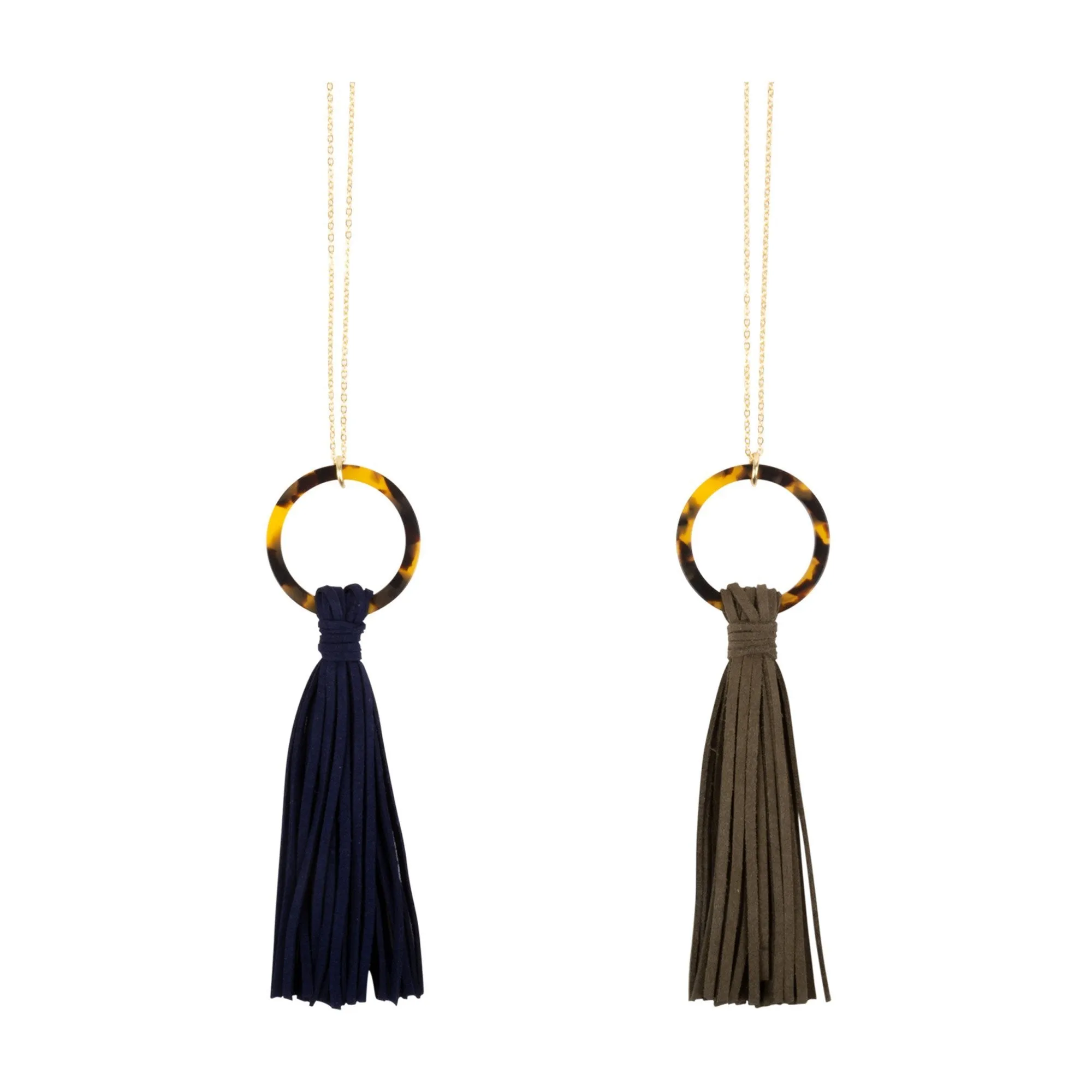 Tortoise Circle Tassel Necklace