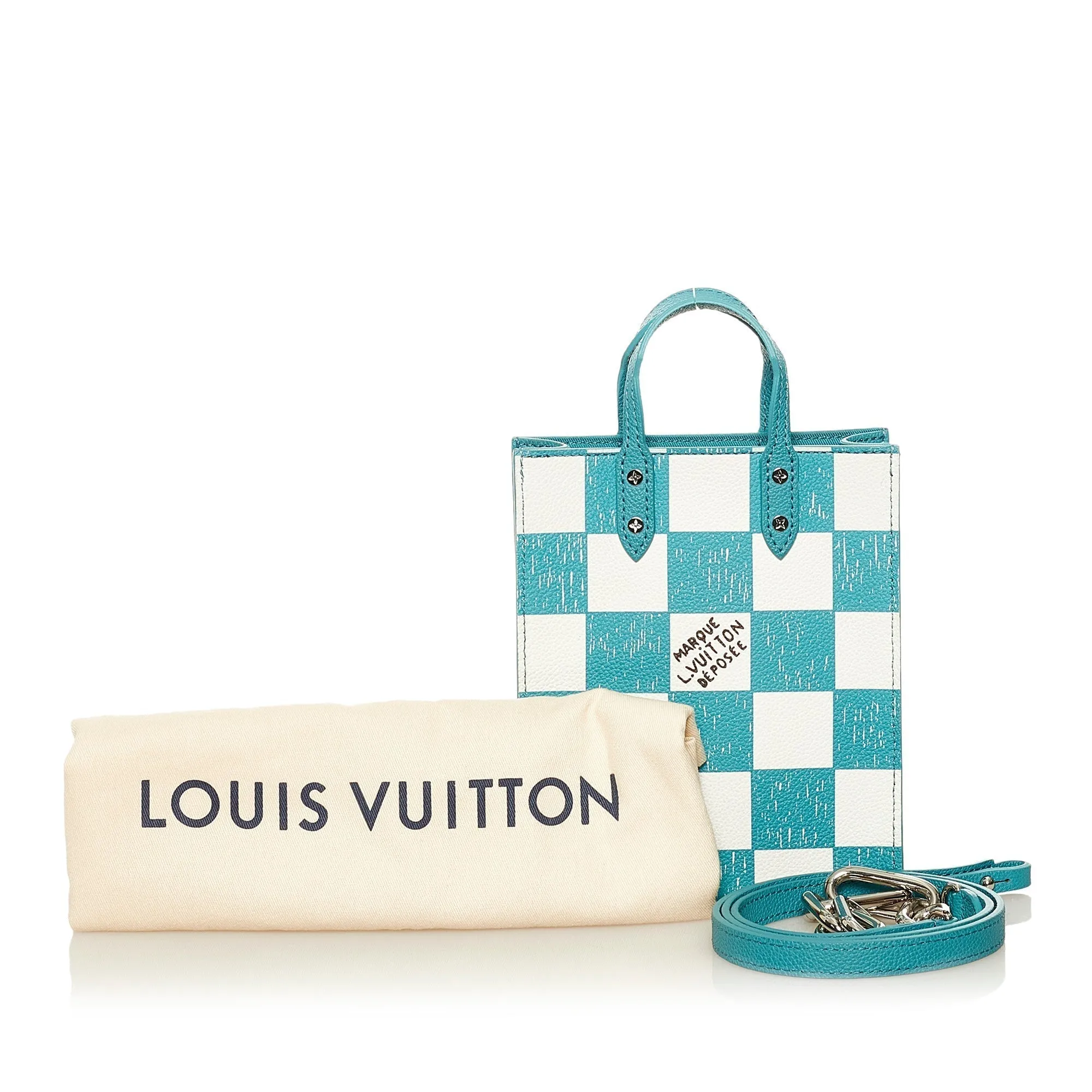 Trendy Inspired Louis Vuitton Sac Plat Xs Blue Checkerboard Damier Leather