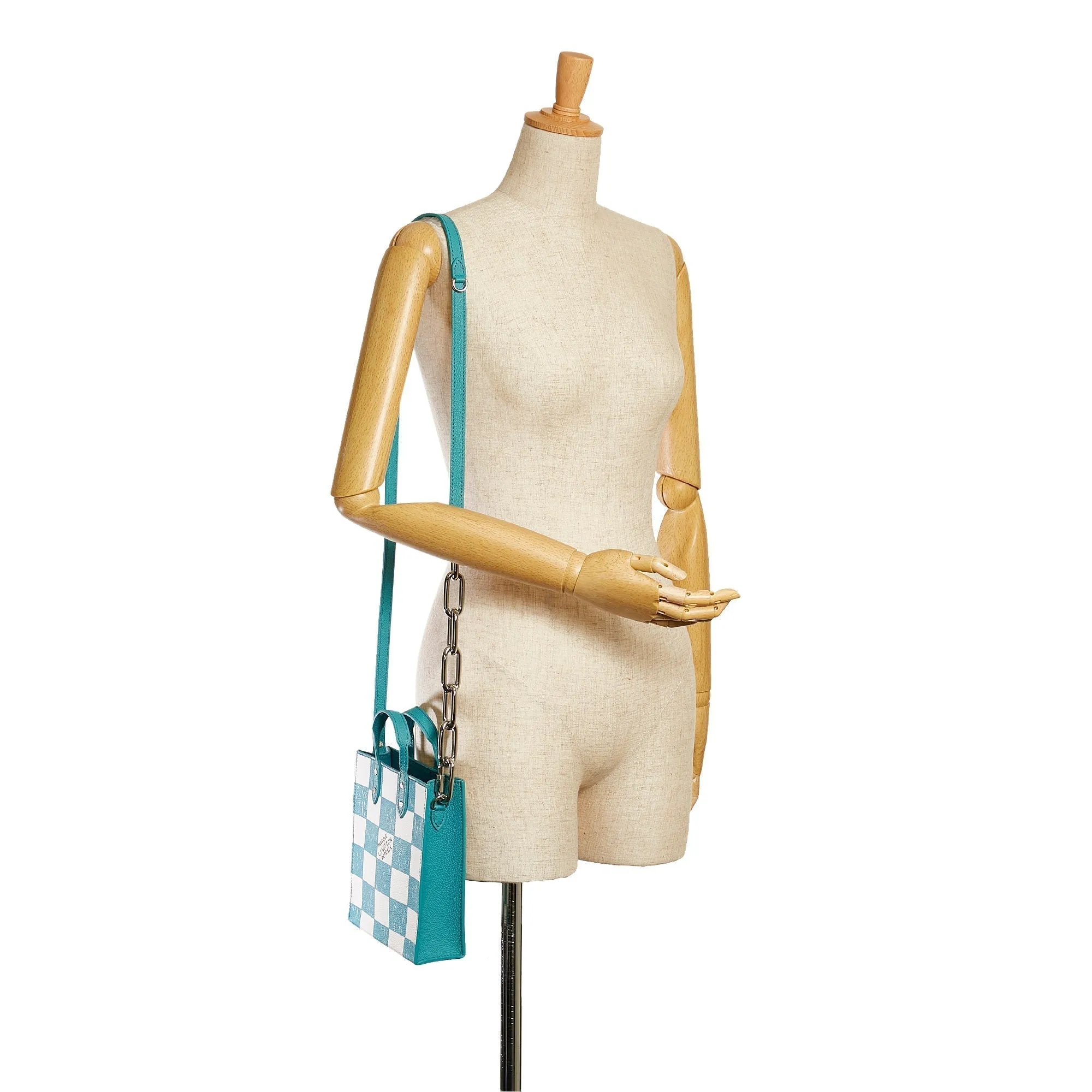 Trendy Inspired Louis Vuitton Sac Plat Xs Blue Checkerboard Damier Leather