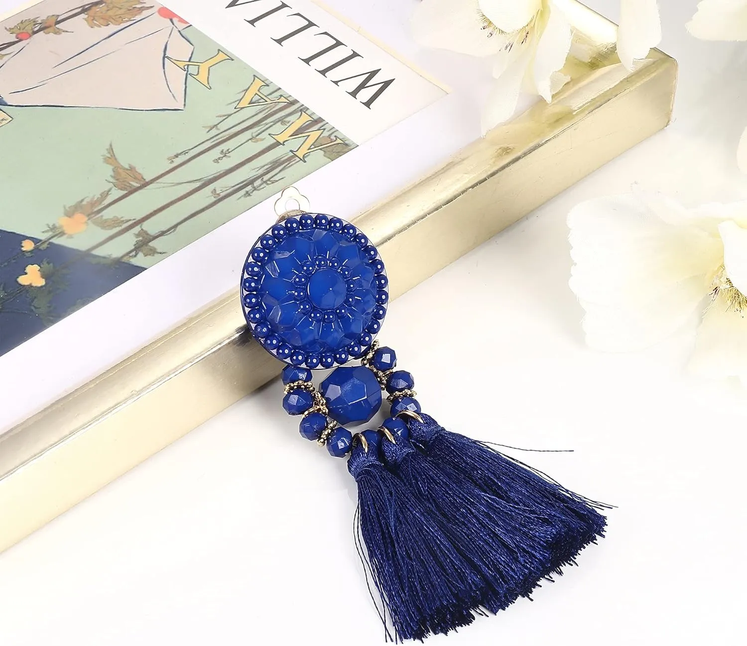 Udalyn 4 Pairs Tassel Earrings for Women Dangle Clip On Earrings Colorful Bohemian Tassel Earrings Statement Earrings Handmade Jewelry Non Piercing Earrings for Sensitive Ears