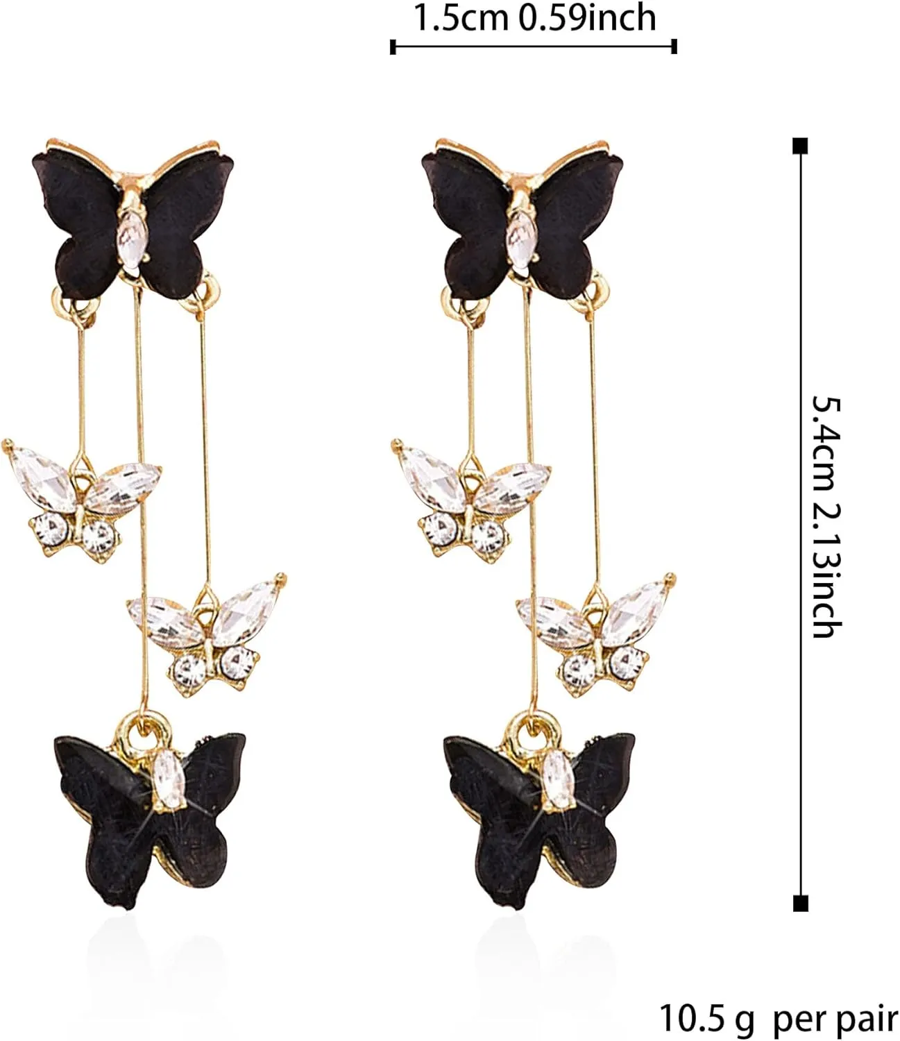Violet Butterfly Tassel Stud Earrings for Women Long Butterfly Crystal Rhinestone Drop Dangle Earrings Wedding Jewelry Gifts