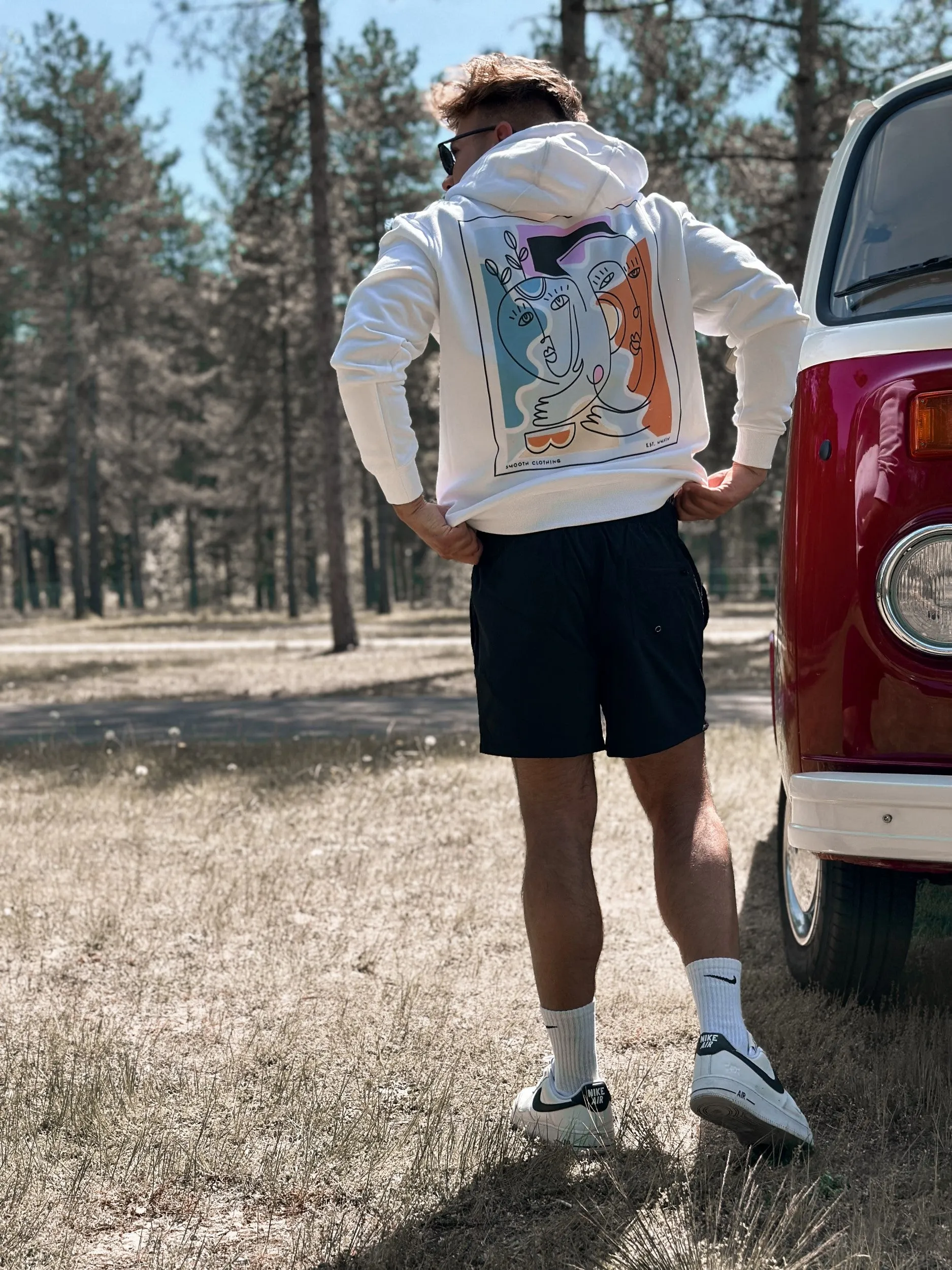 White Hoodie / Art Front Back Men