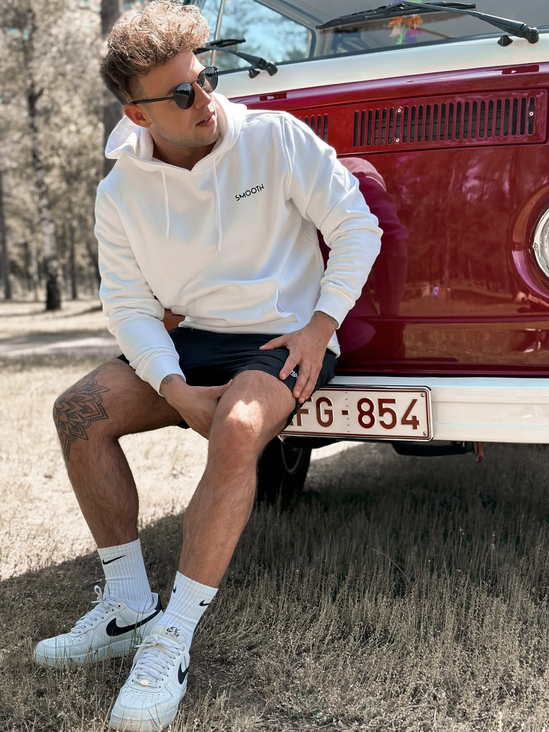 White Hoodie / Art Front Back Men