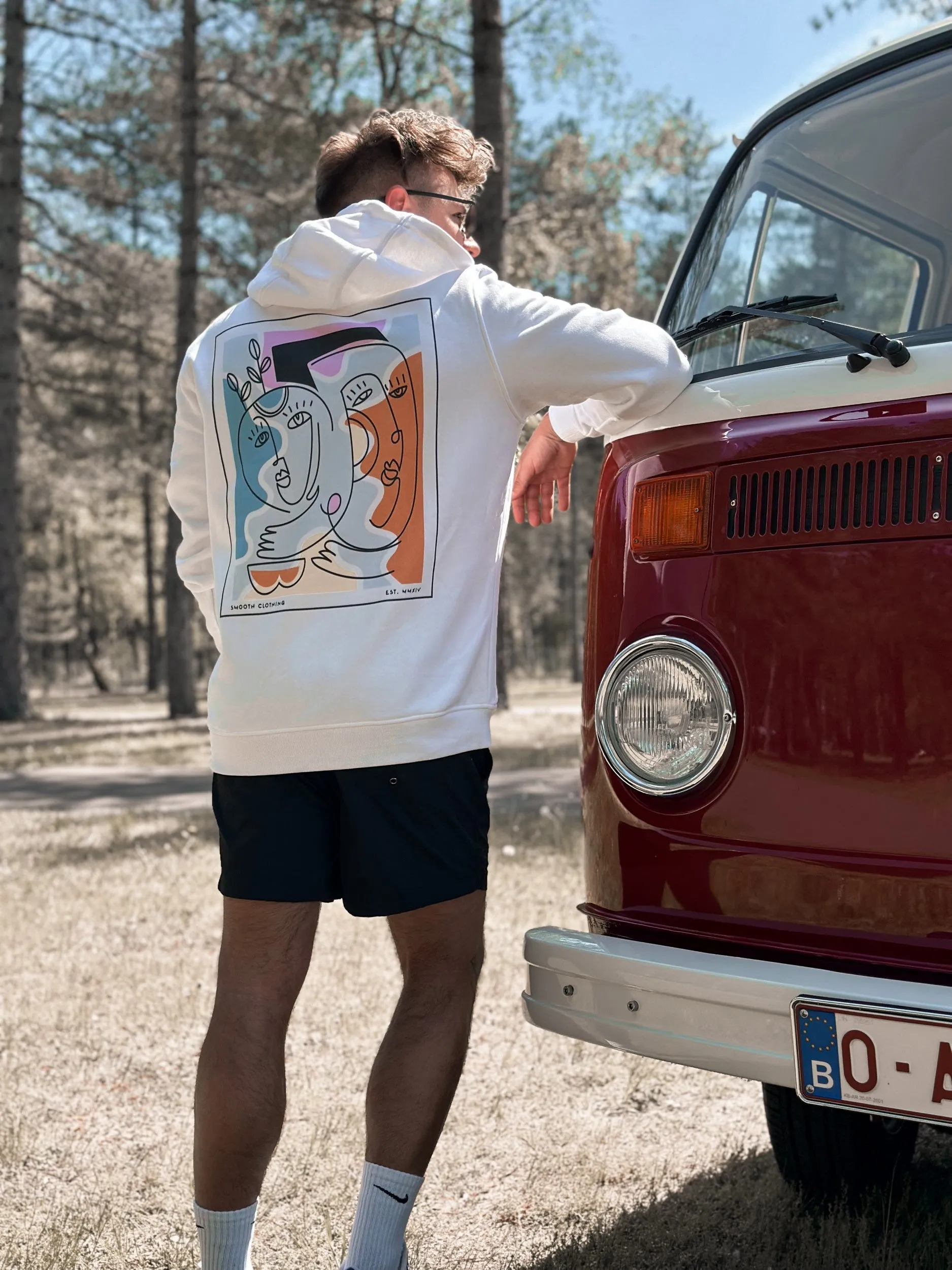 White Hoodie / Art Front Back Men