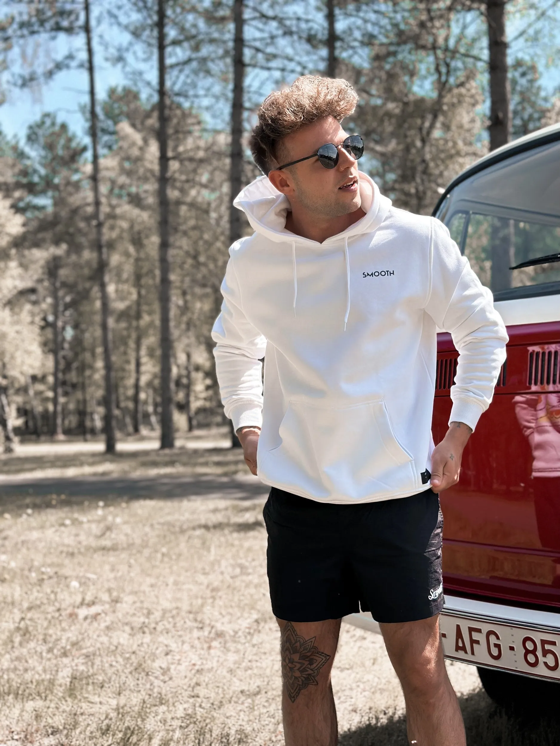 White Hoodie / Art Front Back Men