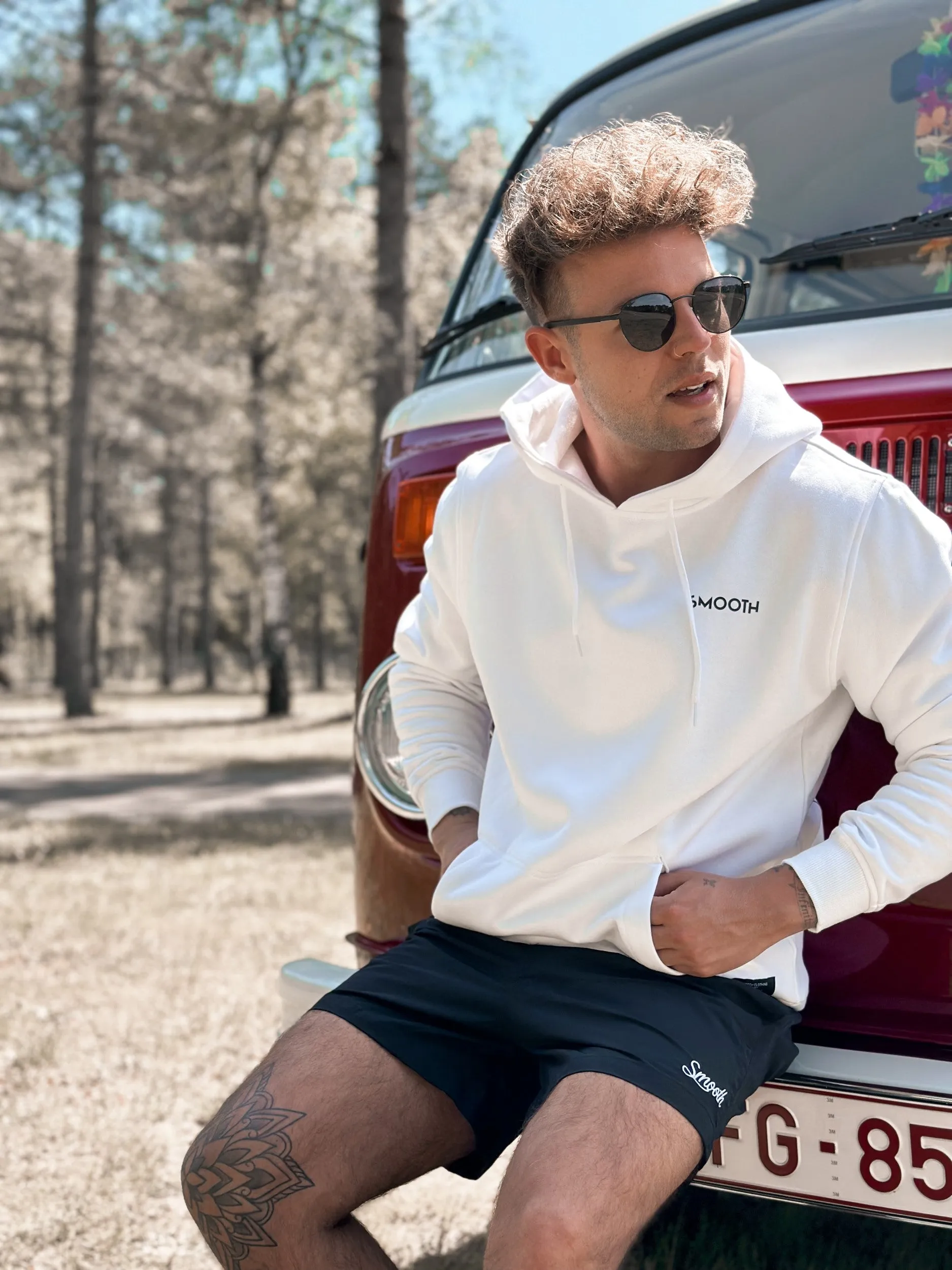 White Hoodie / Art Front Back Men