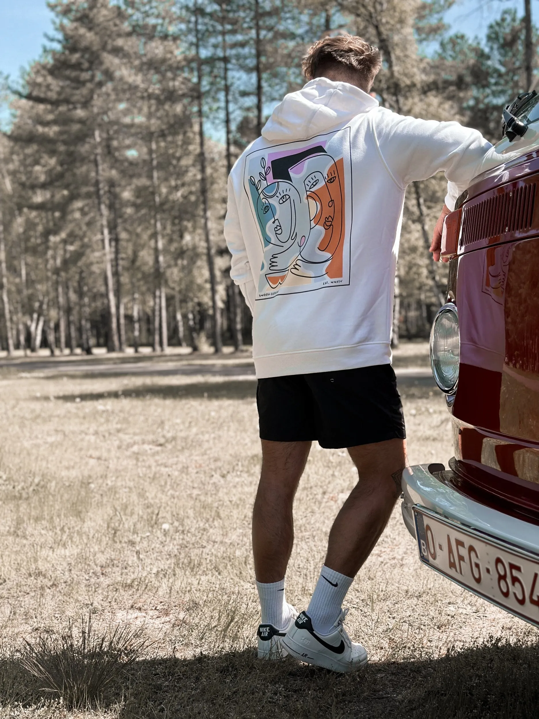 White Hoodie / Art Front Back Men