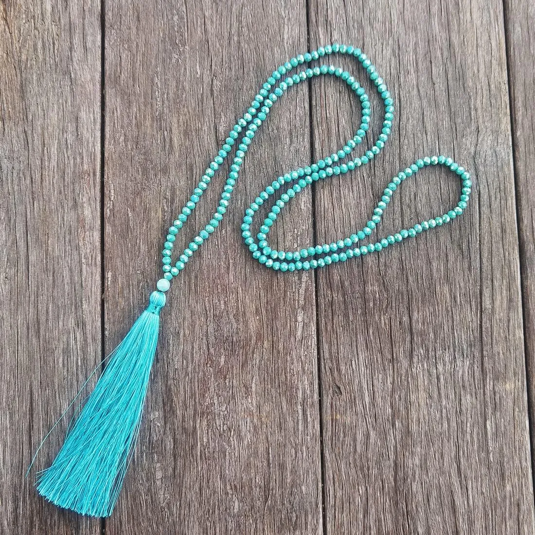 YGLINE Long Tassel Necklace Crystal Beaded Tassel Necklace for Women