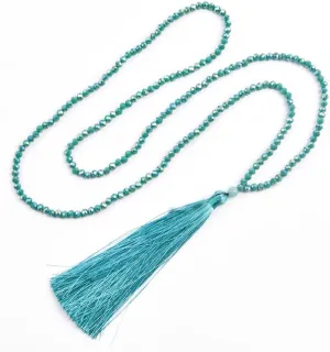 YGLINE Long Tassel Necklace Crystal Beaded Tassel Necklace for Women