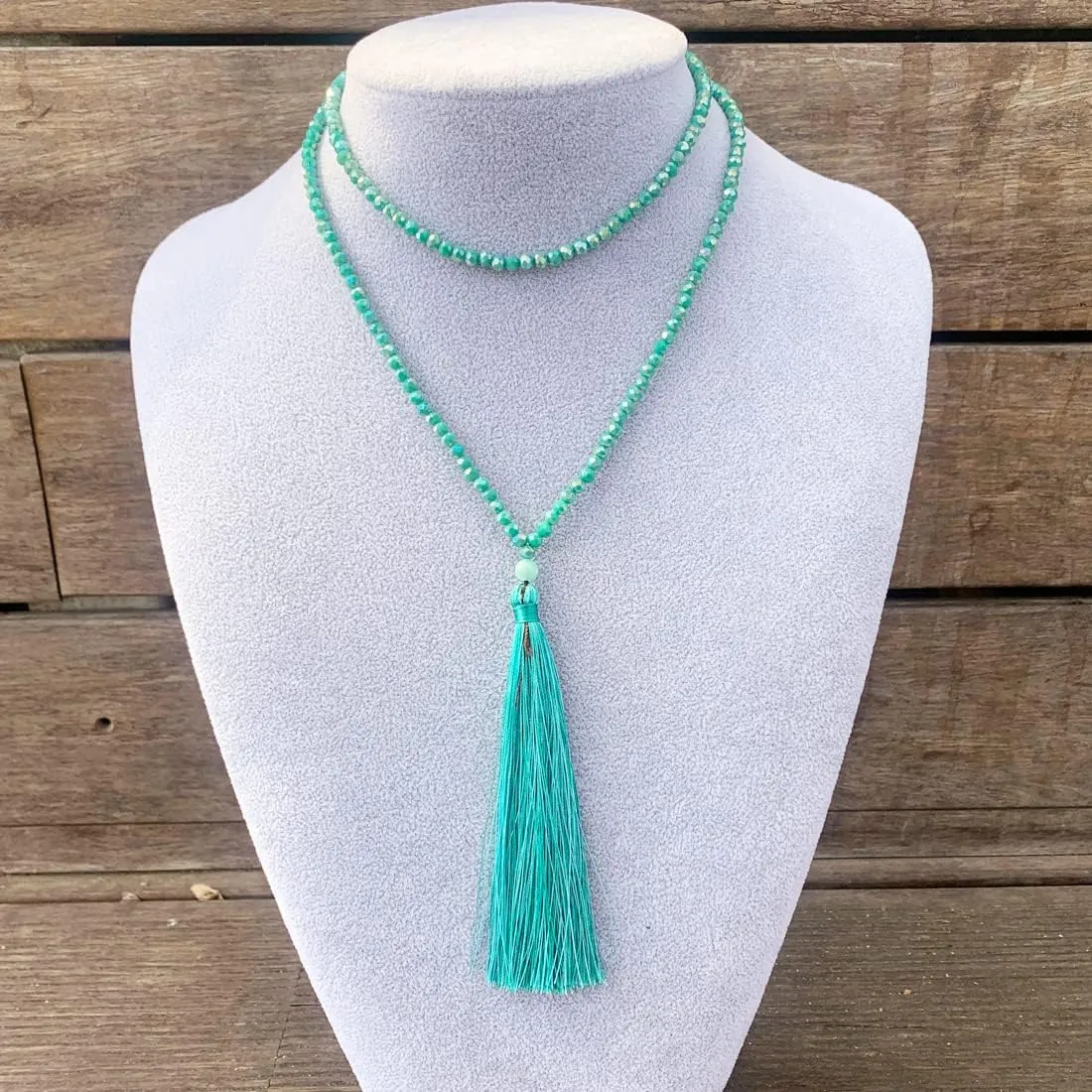 YGLINE Long Tassel Necklace Crystal Beaded Tassel Necklace for Women